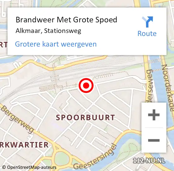 Locatie op kaart van de 112 melding: Brandweer Met Grote Spoed Naar Alkmaar, Stationsweg op 14 december 2017 05:32