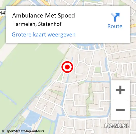 Locatie op kaart van de 112 melding: Ambulance Met Spoed Naar Harmelen, Statenhof op 14 december 2017 06:04