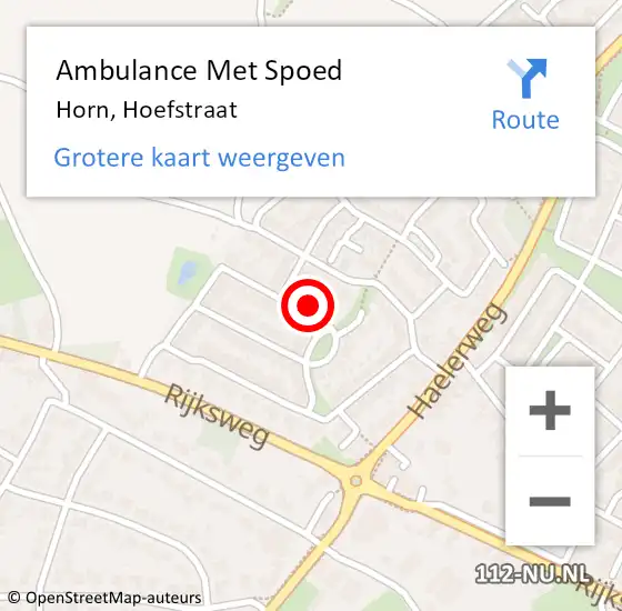 Locatie op kaart van de 112 melding: Ambulance Met Spoed Naar Horn, Hoefstraat op 14 december 2017 07:44