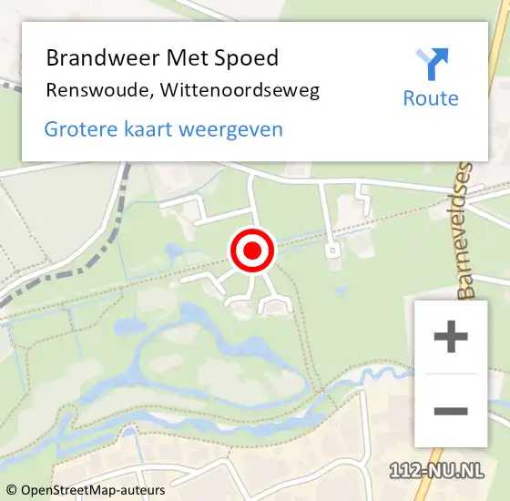 Locatie op kaart van de 112 melding: Brandweer Met Spoed Naar Renswoude, Wittenoordseweg op 14 december 2017 08:51