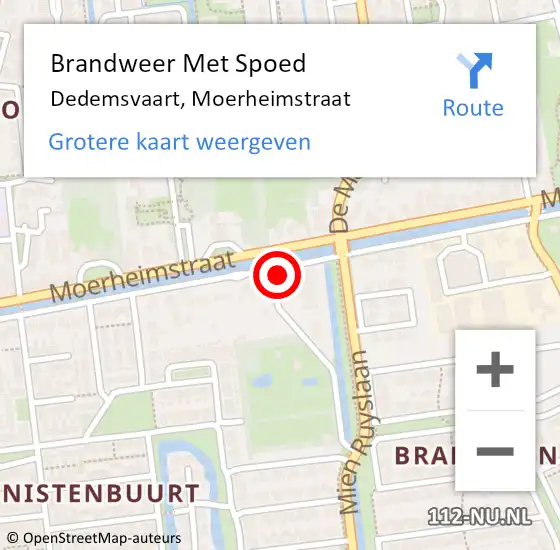Locatie op kaart van de 112 melding: Brandweer Met Spoed Naar Dedemsvaart, Moerheimstraat op 14 december 2017 09:05