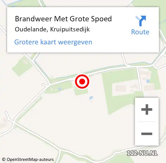 Locatie op kaart van de 112 melding: Brandweer Met Grote Spoed Naar Oudelande, Kruipuitsedijk op 14 december 2017 09:05