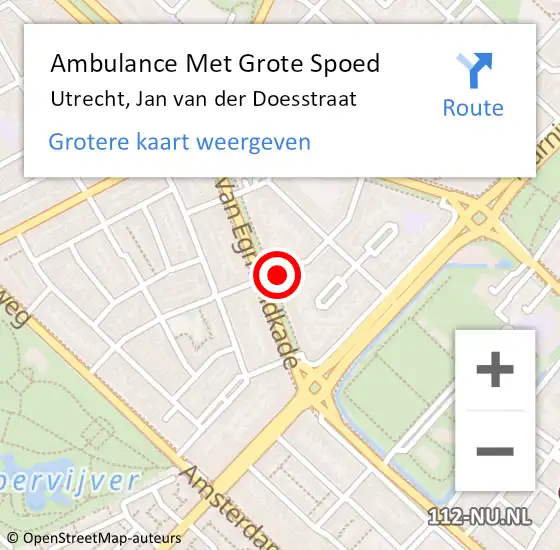 Locatie op kaart van de 112 melding: Ambulance Met Grote Spoed Naar Utrecht, Jan van der Doesstraat op 14 december 2017 09:08