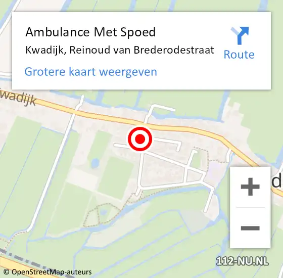 Locatie op kaart van de 112 melding: Ambulance Met Spoed Naar Kwadijk, Reinoud van Brederodestraat op 14 december 2017 09:10