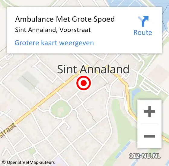 Locatie op kaart van de 112 melding: Ambulance Met Grote Spoed Naar Sint Annaland, Voorstraat op 14 december 2017 09:37