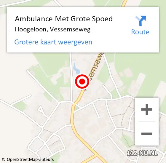 Locatie op kaart van de 112 melding: Ambulance Met Grote Spoed Naar Hoogeloon, Vessemseweg op 14 december 2017 09:40