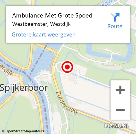 Locatie op kaart van de 112 melding: Ambulance Met Grote Spoed Naar Westbeemster, Westdijk op 14 december 2017 09:46