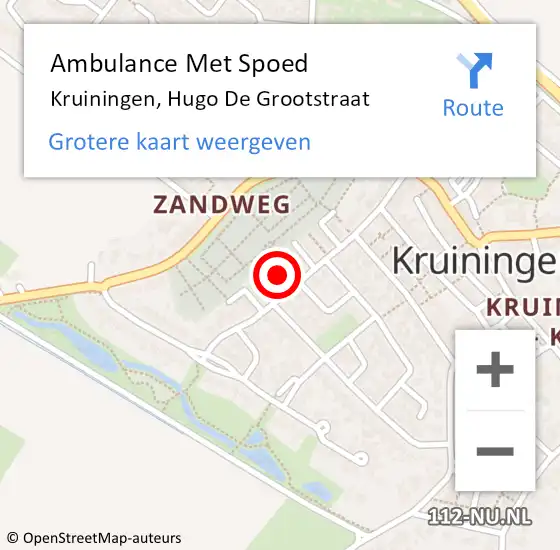 Locatie op kaart van de 112 melding: Ambulance Met Spoed Naar Kruiningen, Hugo De Grootstraat op 14 december 2017 09:52