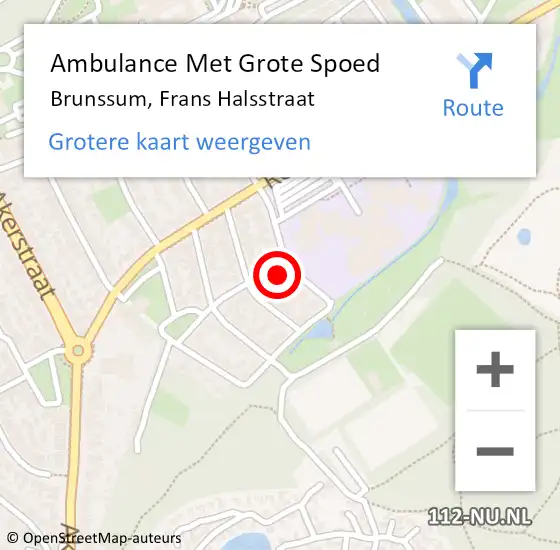 Locatie op kaart van de 112 melding: Ambulance Met Grote Spoed Naar Brunssum, Frans Halsstraat op 21 september 2013 23:26