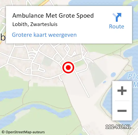 Locatie op kaart van de 112 melding: Ambulance Met Grote Spoed Naar Lobith, Zwartesluis op 14 december 2017 10:01