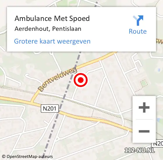 Locatie op kaart van de 112 melding: Ambulance Met Spoed Naar Aerdenhout, Pentislaan op 14 december 2017 10:31