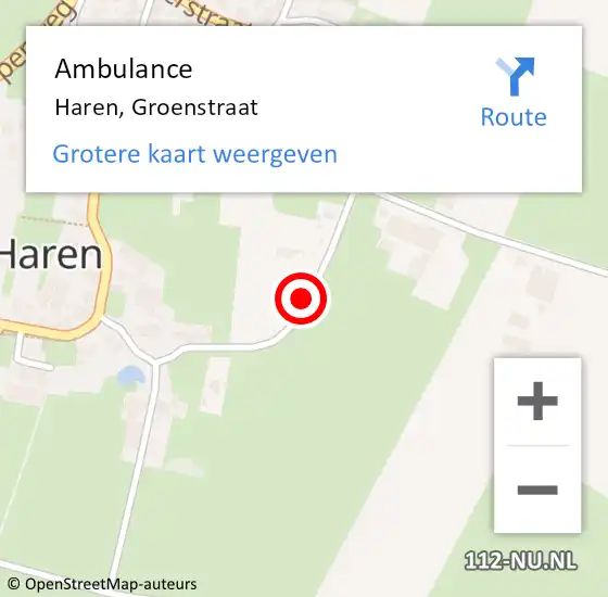 Locatie op kaart van de 112 melding: Ambulance Haren, Groenstraat op 14 december 2017 10:39