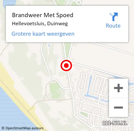 Locatie op kaart van de 112 melding: Brandweer Met Spoed Naar Hellevoetsluis, Duinweg op 14 december 2017 10:48