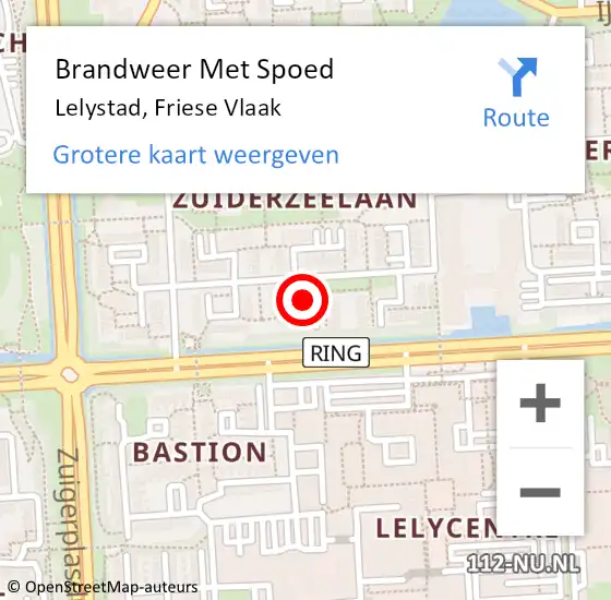 Locatie op kaart van de 112 melding: Brandweer Met Spoed Naar Lelystad, Friese Vlaak op 14 december 2017 11:07