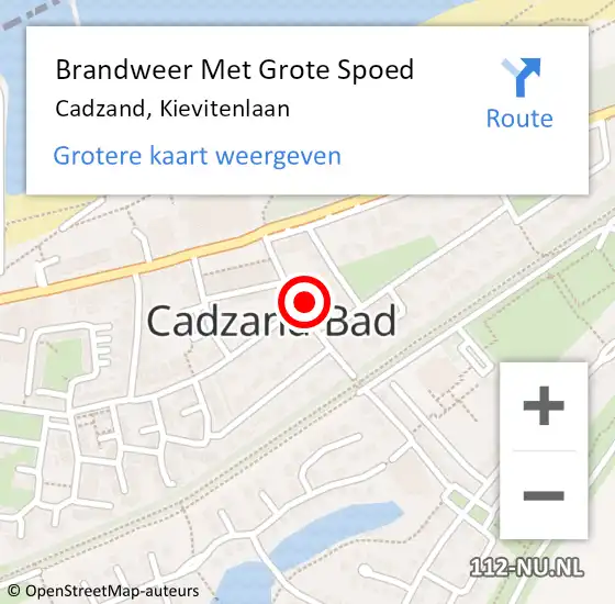 Locatie op kaart van de 112 melding: Brandweer Met Grote Spoed Naar Cadzand, Kievitenlaan op 14 december 2017 11:35