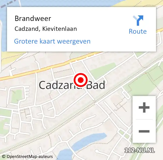 Locatie op kaart van de 112 melding: Brandweer Cadzand, Kievitenlaan op 14 december 2017 13:10