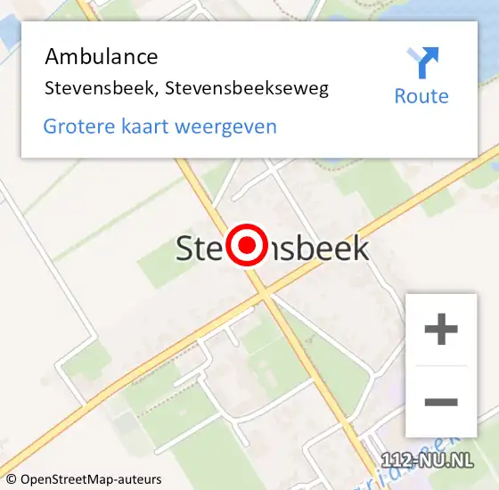 Locatie op kaart van de 112 melding: Ambulance Stevensbeek, Stevensbeekseweg op 14 december 2017 13:12