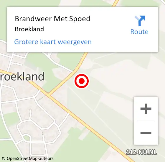 Locatie op kaart van de 112 melding: Brandweer Met Spoed Naar Broekland op 14 december 2017 13:32