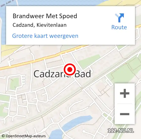 Locatie op kaart van de 112 melding: Brandweer Met Spoed Naar Cadzand, Kievitenlaan op 14 december 2017 13:34