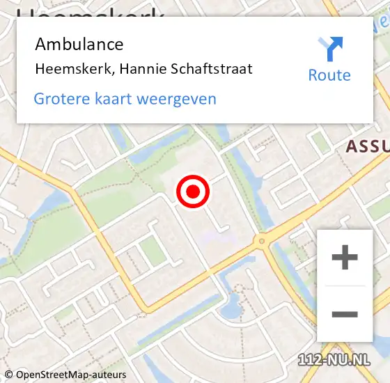 Locatie op kaart van de 112 melding: Ambulance Heemskerk, Hannie Schaftstraat op 14 december 2017 13:38