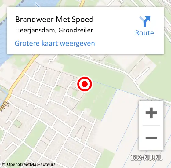 Locatie op kaart van de 112 melding: Brandweer Met Spoed Naar Heerjansdam, Grondzeiler op 14 december 2017 13:43