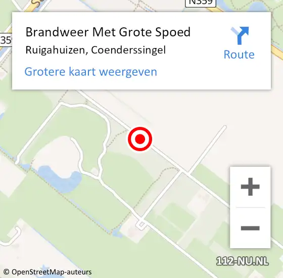 Locatie op kaart van de 112 melding: Brandweer Met Grote Spoed Naar Ruigahuizen, Coenderssingel op 14 december 2017 13:54