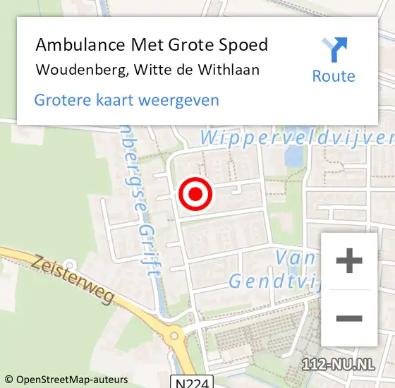 Locatie op kaart van de 112 melding: Ambulance Met Grote Spoed Naar Woudenberg, Witte de Withlaan op 14 december 2017 13:58