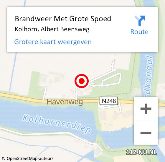 Locatie op kaart van de 112 melding: Brandweer Met Grote Spoed Naar Kolhorn, Albert Beensweg op 9 februari 2014 23:55