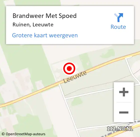 Locatie op kaart van de 112 melding: Brandweer Met Spoed Naar Ruinen, Leeuwte op 14 december 2017 15:51