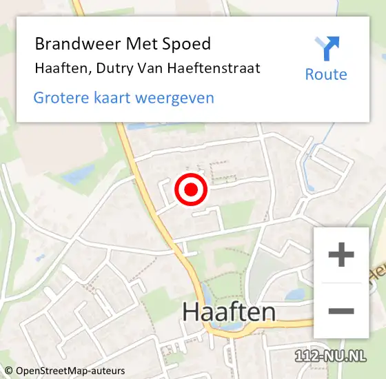 Locatie op kaart van de 112 melding: Brandweer Met Spoed Naar Haaften, Dutry Van Haeftenstraat op 14 december 2017 15:56