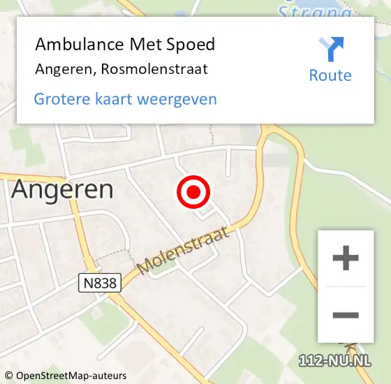 Locatie op kaart van de 112 melding: Ambulance Met Spoed Naar Angeren, Rosmolenstraat op 14 december 2017 16:02