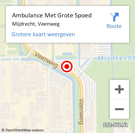 Locatie op kaart van de 112 melding: Ambulance Met Grote Spoed Naar Mijdrecht, Veenweg op 14 december 2017 16:36