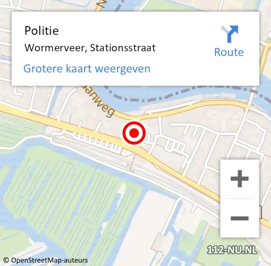 Locatie op kaart van de 112 melding: Politie Wormerveer, Stationsstraat op 14 december 2017 16:46