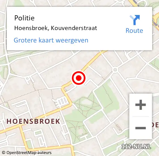 Locatie op kaart van de 112 melding: Politie Hoensbroek, Kouvenderstraat op 14 december 2017 16:47