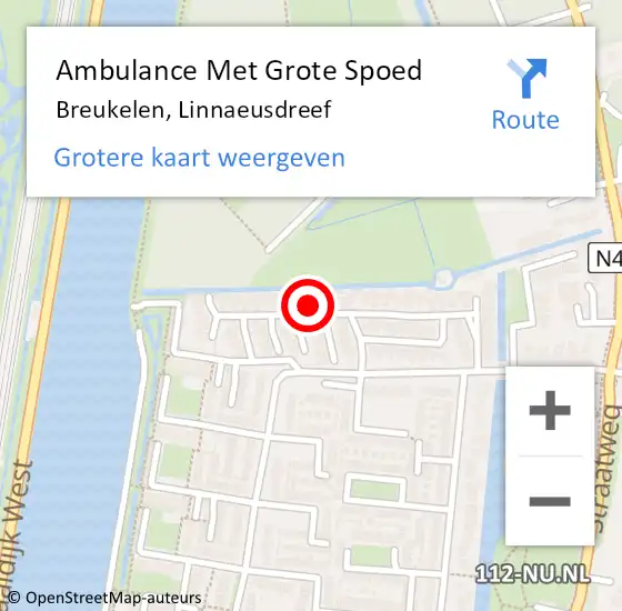 Locatie op kaart van de 112 melding: Ambulance Met Grote Spoed Naar Breukelen, Linnaeusdreef op 14 december 2017 17:20