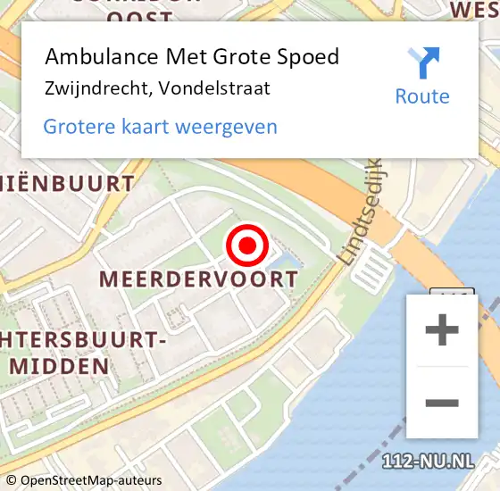 Locatie op kaart van de 112 melding: Ambulance Met Grote Spoed Naar Zwijndrecht, Vondelstraat op 10 februari 2014 00:47