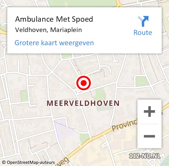 Locatie op kaart van de 112 melding: Ambulance Met Spoed Naar Veldhoven, Mariaplein op 14 december 2017 18:43