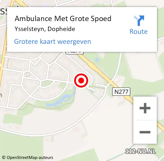 Locatie op kaart van de 112 melding: Ambulance Met Grote Spoed Naar Ysselsteyn, Dopheide op 14 december 2017 19:59