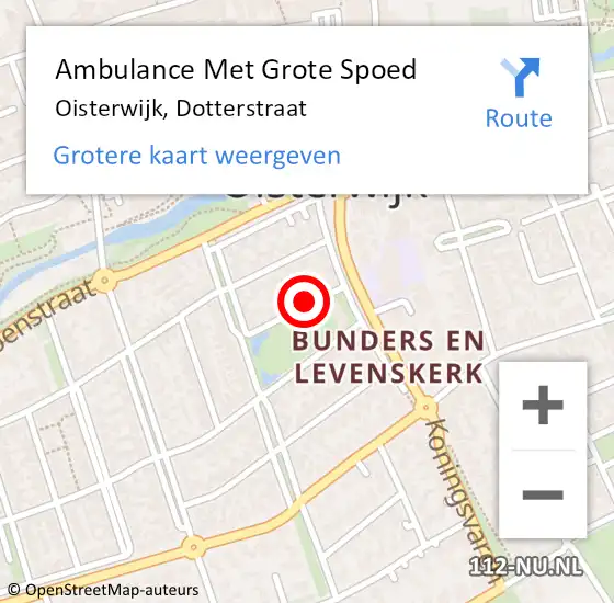 Locatie op kaart van de 112 melding: Ambulance Met Grote Spoed Naar Oisterwijk, Dotterstraat op 10 februari 2014 01:29