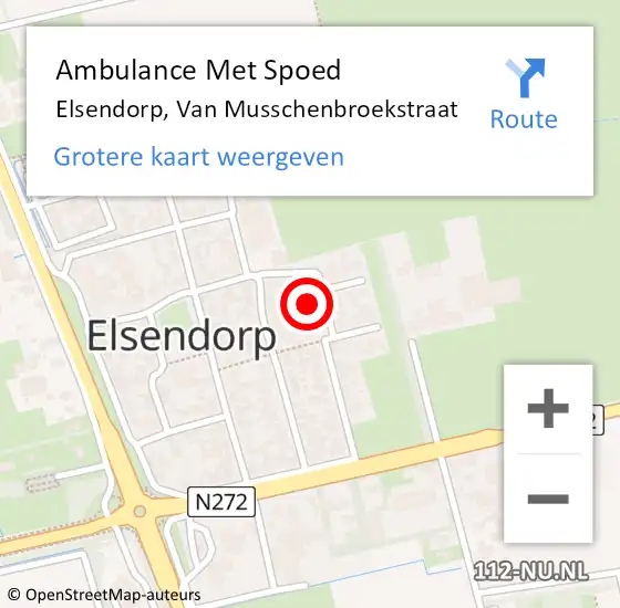 Locatie op kaart van de 112 melding: Ambulance Met Spoed Naar Elsendorp, Van Musschenbroekstraat op 14 december 2017 20:25