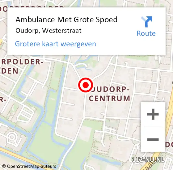 Locatie op kaart van de 112 melding: Ambulance Met Grote Spoed Naar Oudorp, Westerstraat op 14 december 2017 20:35