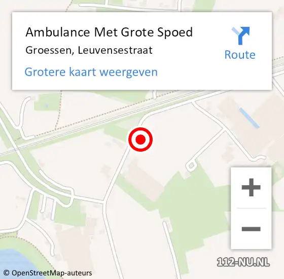 Locatie op kaart van de 112 melding: Ambulance Met Grote Spoed Naar Groessen, Leuvensestraat op 14 december 2017 20:41