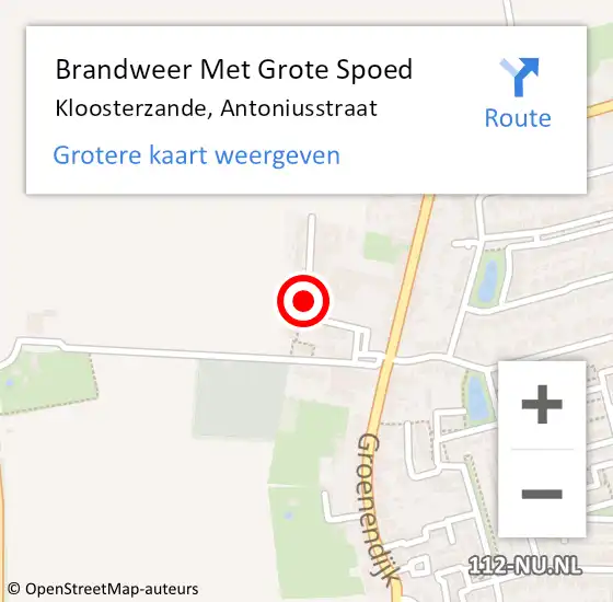 Locatie op kaart van de 112 melding: Brandweer Met Grote Spoed Naar Kloosterzande, Antoniusstraat op 14 december 2017 20:43