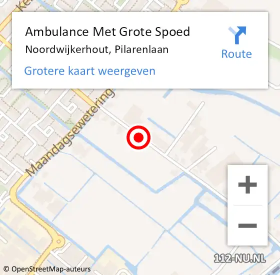 Locatie op kaart van de 112 melding: Ambulance Met Grote Spoed Naar Noordwijkerhout, Pilarenlaan op 14 december 2017 21:00