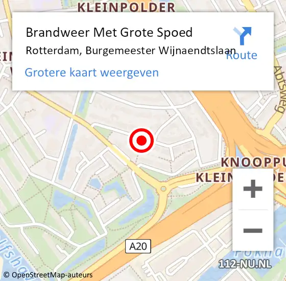 Locatie op kaart van de 112 melding: Brandweer Met Grote Spoed Naar Rotterdam, Burgemeester Wijnaendtslaan op 14 december 2017 21:04