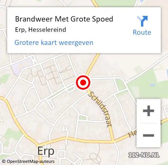 Locatie op kaart van de 112 melding: Brandweer Met Grote Spoed Naar Erp, Hesselereind op 14 december 2017 21:05