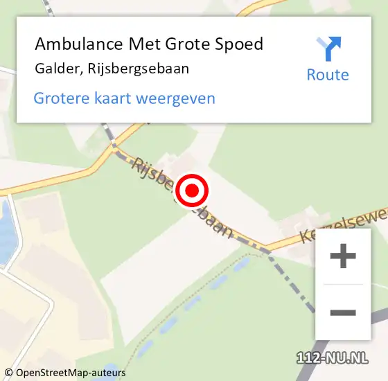 Locatie op kaart van de 112 melding: Ambulance Met Grote Spoed Naar Galder, Rijsbergsebaan op 14 december 2017 21:23
