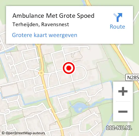 Locatie op kaart van de 112 melding: Ambulance Met Grote Spoed Naar Terheijden, Ravensnest op 14 december 2017 21:50