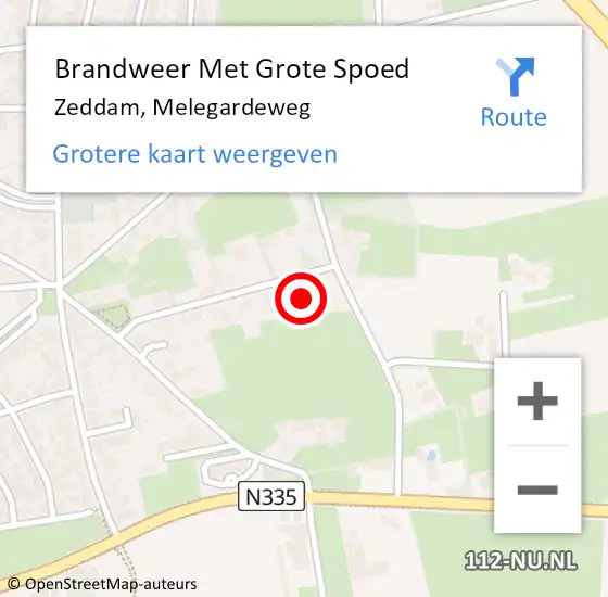 Locatie op kaart van de 112 melding: Brandweer Met Grote Spoed Naar Zeddam, Melegardeweg op 14 december 2017 21:52