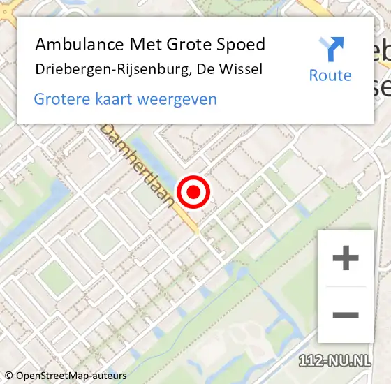 Locatie op kaart van de 112 melding: Ambulance Met Grote Spoed Naar Driebergen-Rijsenburg, De Wissel op 14 december 2017 22:01